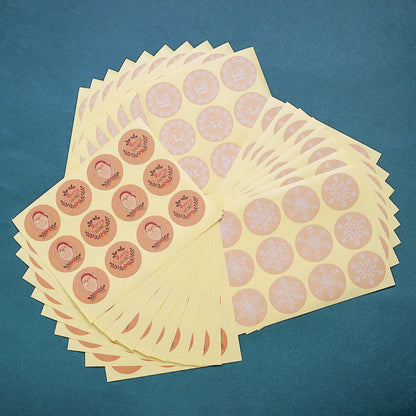 Santa Snowflake Round Stickers