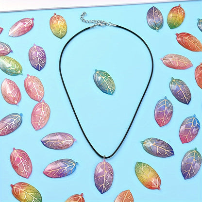 10PCS 21×40mm Gradient Acrylic Leaf Pendant Set