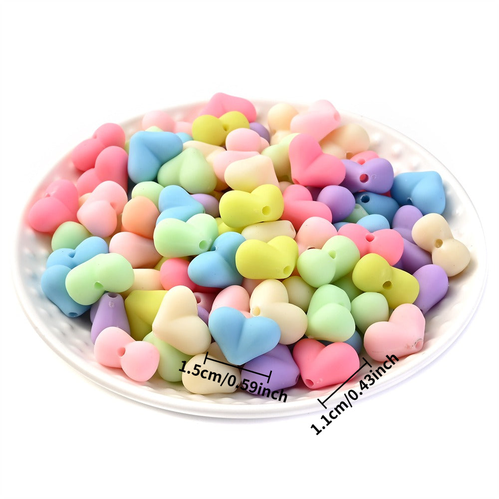 Acrylic Matte Heart Spacer Beads
