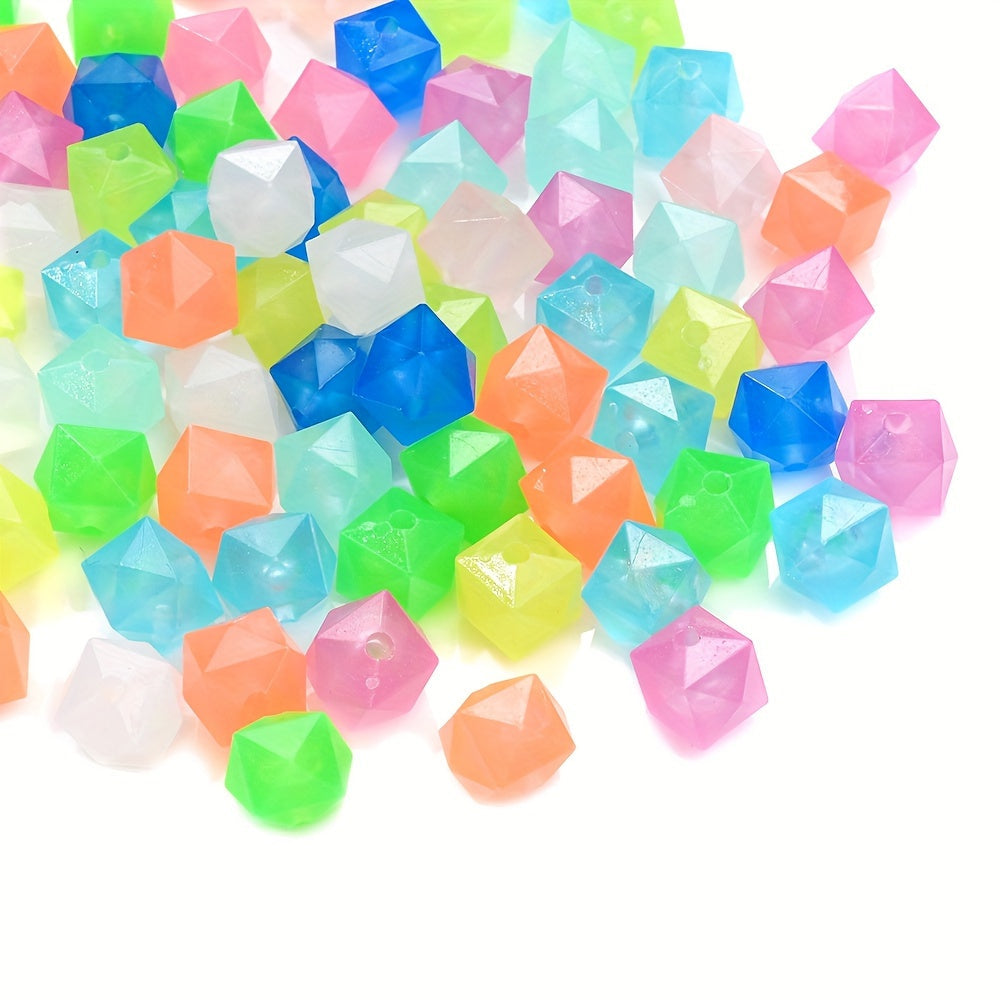 100PCS 8×10mm Luminous Square Acrylic Bead Set