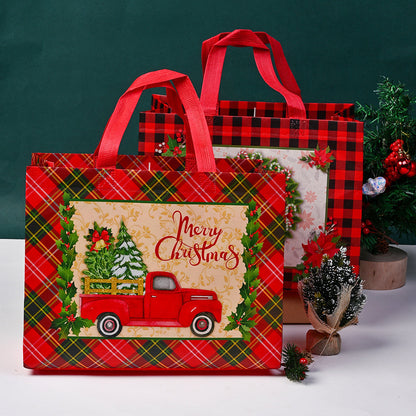 8-Piece 32x18x25 cm Christmas Plaid Tote Gift Bags