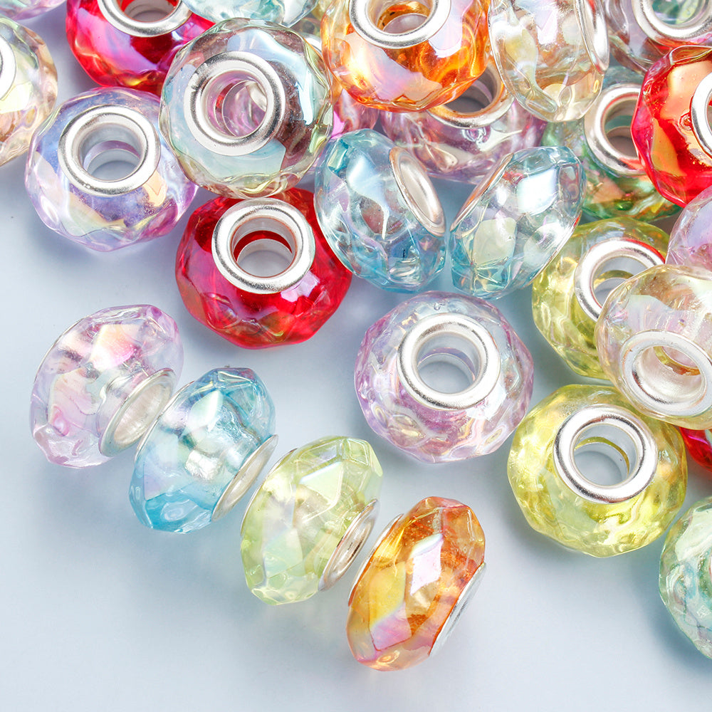 Mixed Color Faceted Acrylic Large Hole Beads