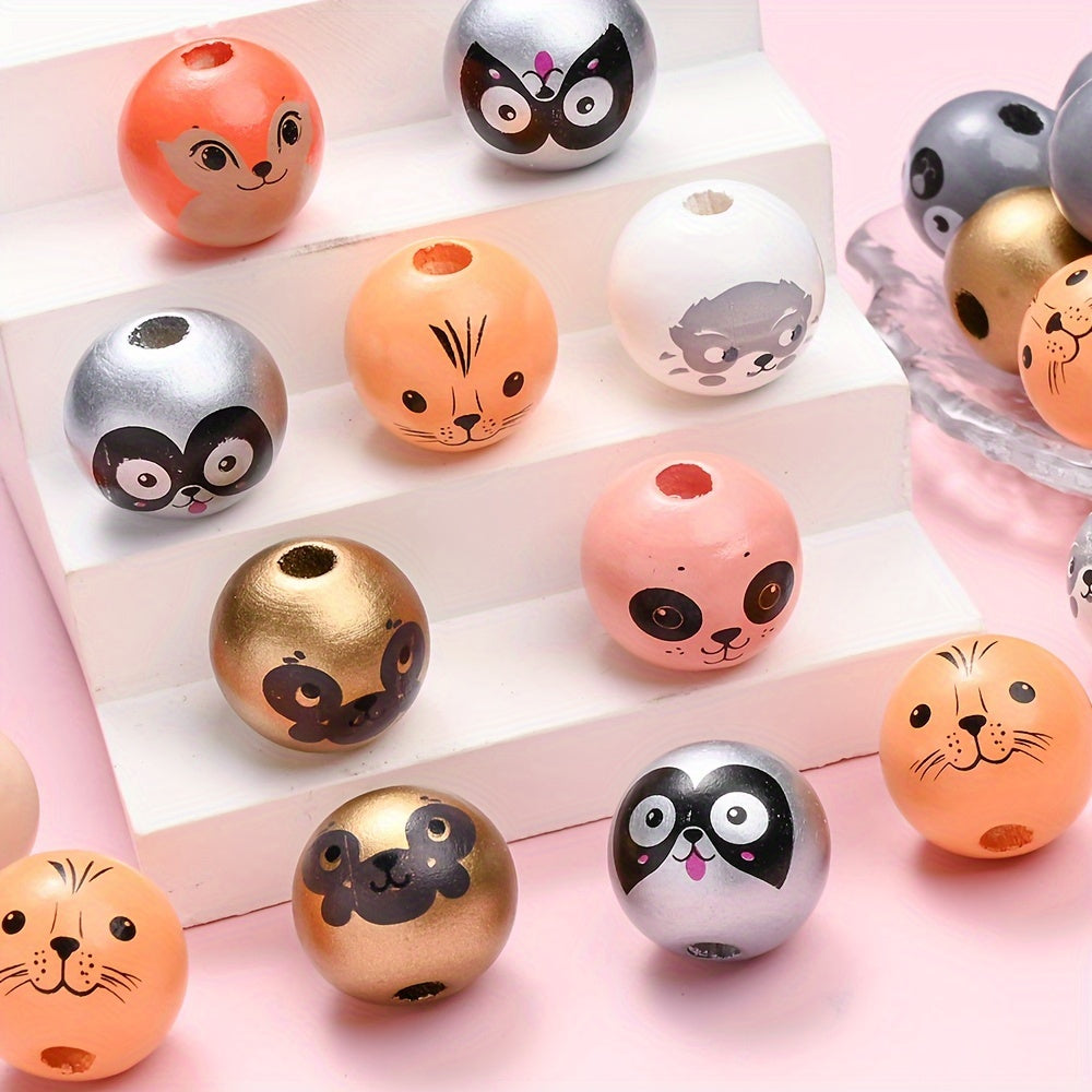 Animal Pattern Wooden Beads