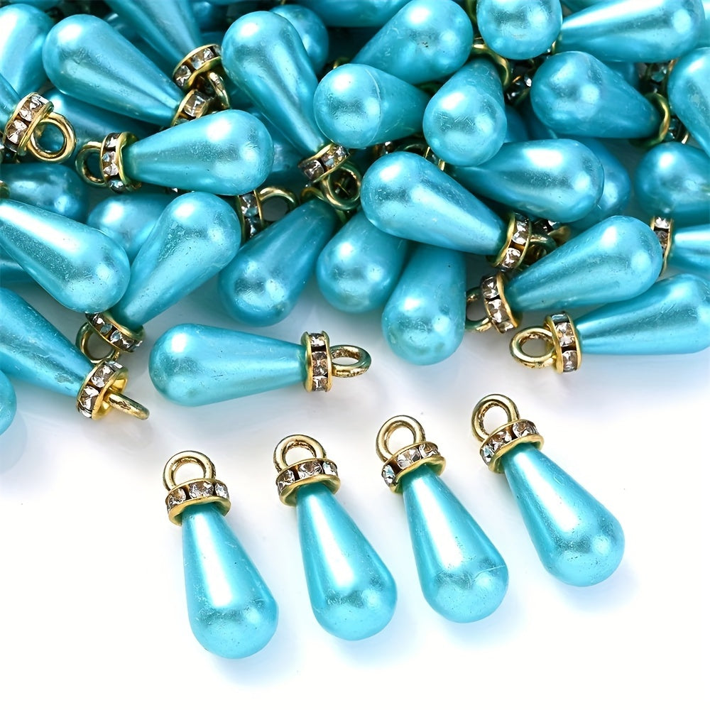 Multicolor Acrylic Imitation Pearl Waterdrop Charms