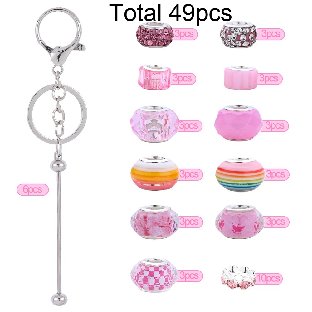 Silver Beaded Keychain Making Kit