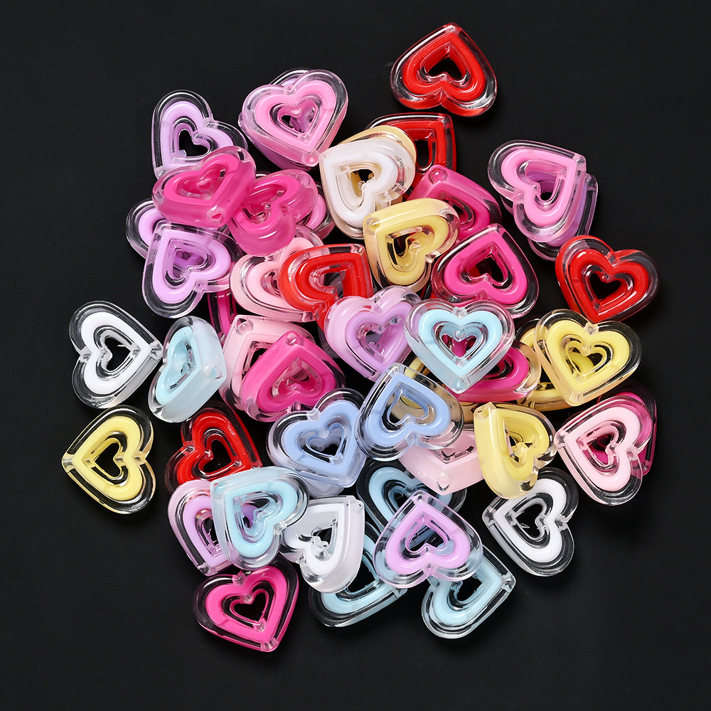 Acrylic Heart-Shaped Beads