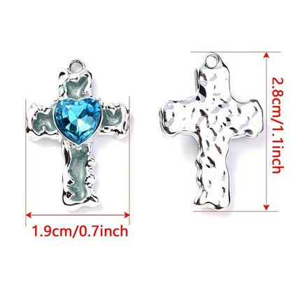2/6PCS Antique Multicolor Rhinestone Cross Pendant Set