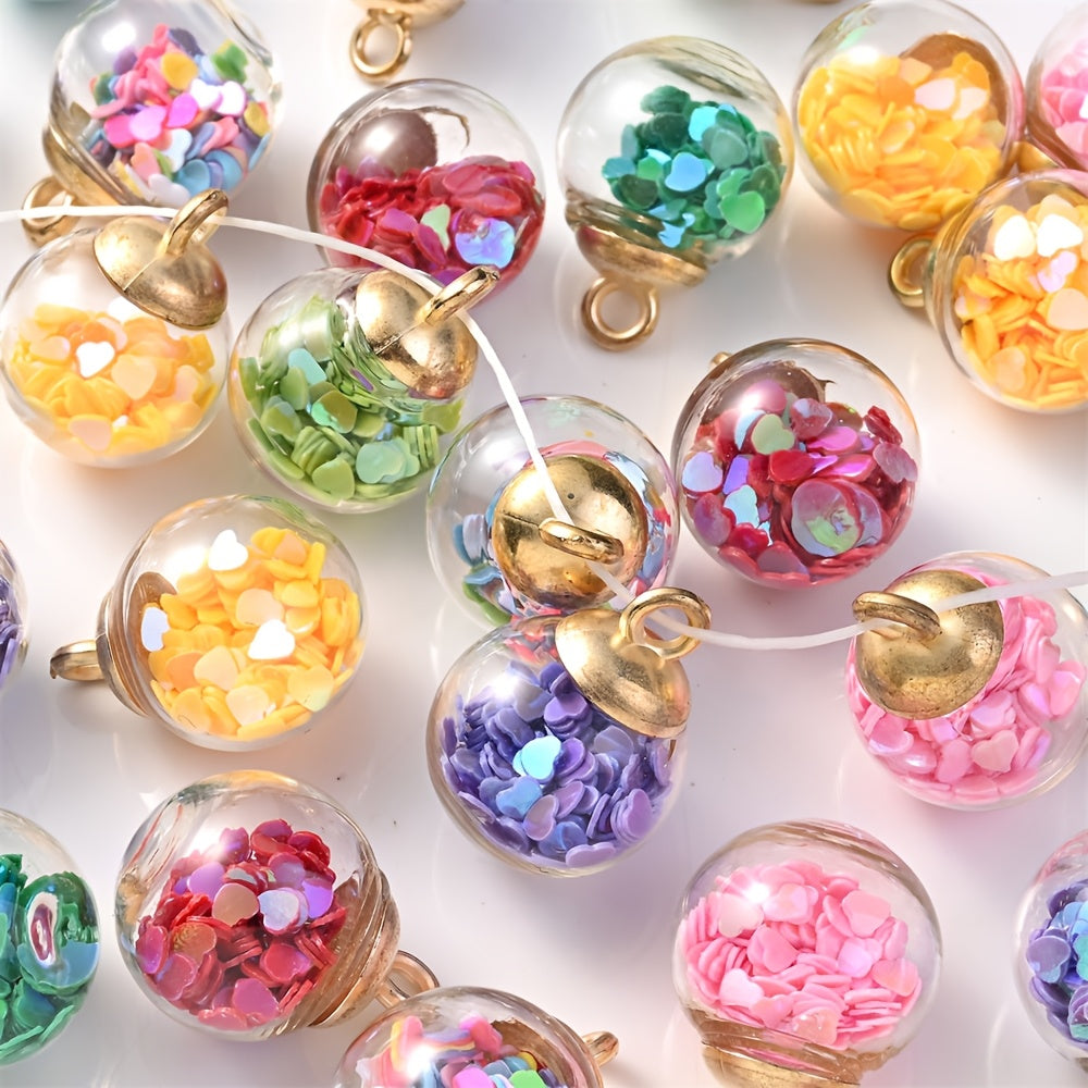 Heart Sequin Glass Pendants