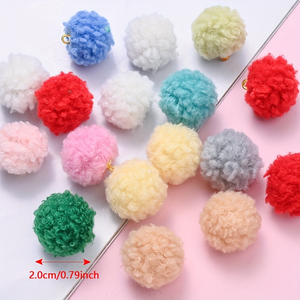 20PCS 20mm Fluffy Pom Pom Pendant Set