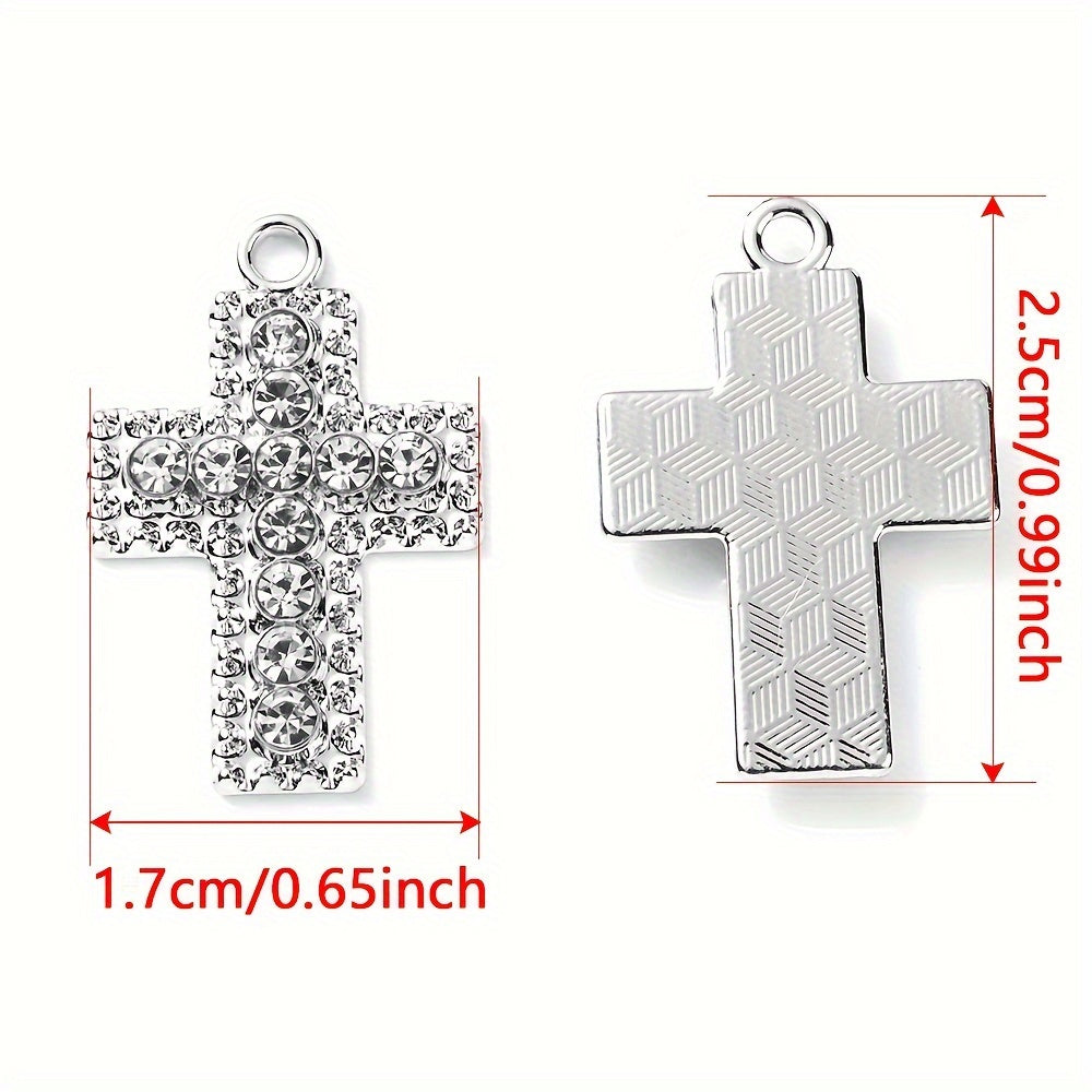 2/6PCS Antique Multicolor Rhinestone Cross Pendant Set