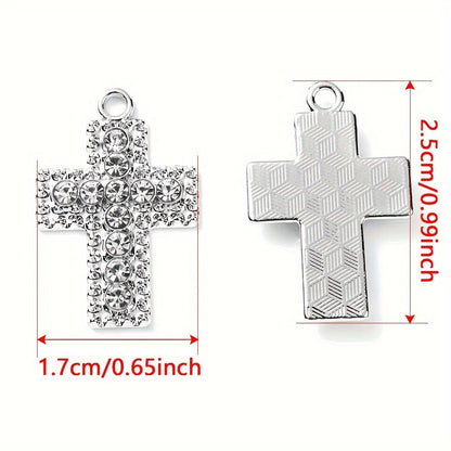 2/6PCS Antique Multicolor Rhinestone Cross Pendant Set