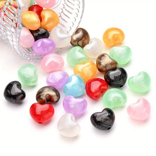 18x21 mm Colorful Fine Glitter Acrylic Heart Spacer Beads