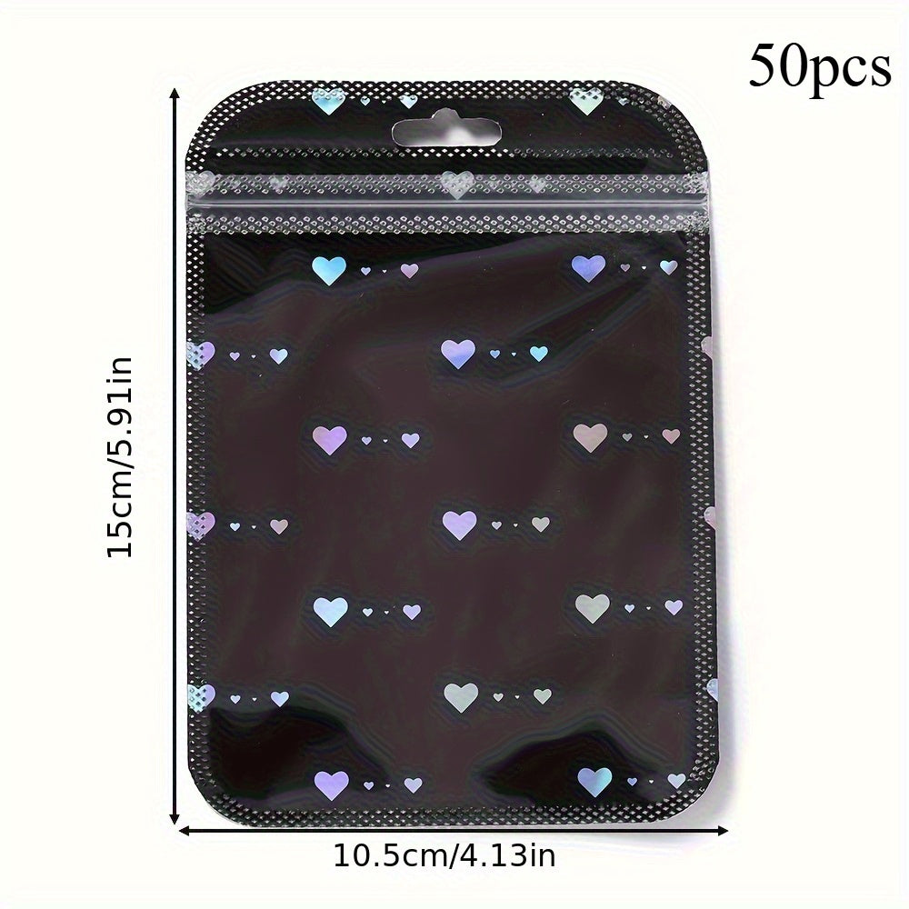 50-Piece Black & White Heart Jewelry Gift Bags