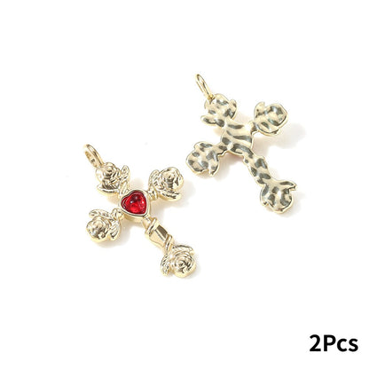 Y2K Rhinestone Cross Alloy Pendants