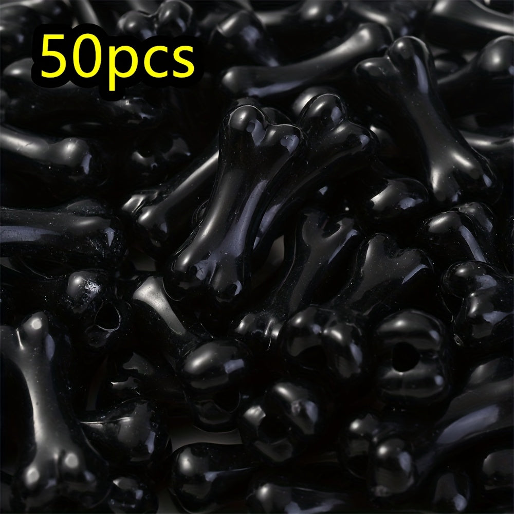 50pcs/set 9x20mm Colorful Bone-Shaped Acrylic Beads