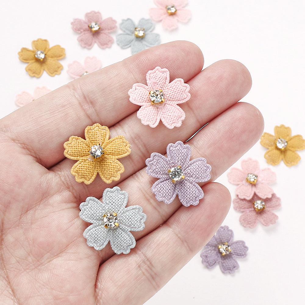 2.1x2.1 cm Rhinestone Flower Sewing Patches