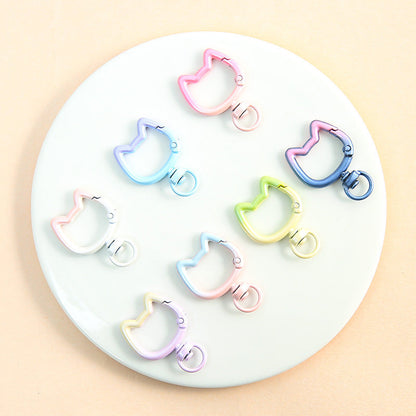 20PCS 2.8×3.9cm Gradient Cat Head Spring Buckle Alloy Keychain Clasps
