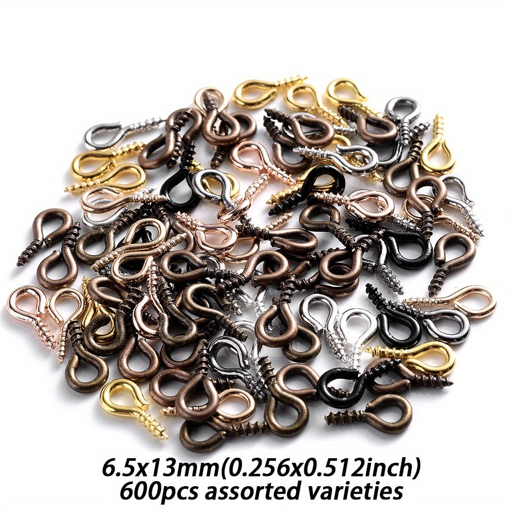 600-Piece Multicolor Screw Eye Pins