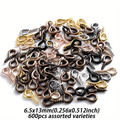 600-Piece Multicolor Screw Eye Pins