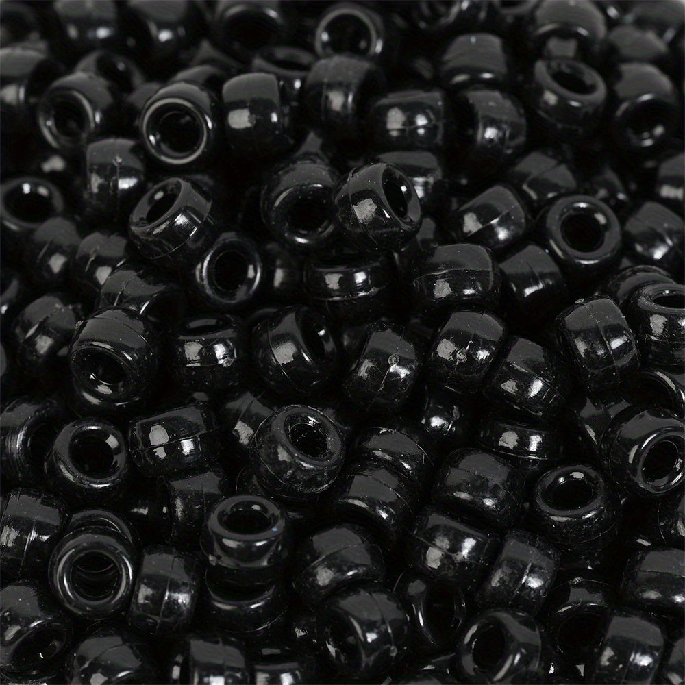 100pcs Colorful Acrylic Big Hole Pony Beads- 6x9mmLarge Hole Beads