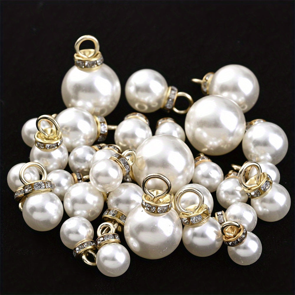 Acrylic Imitation Pearl Pendant Beads with Rhinestone Rondelle