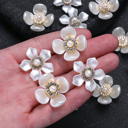 White Acrylic Petal Patch Beads