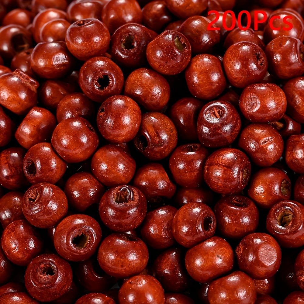 200PCS 5×6mm Rainbow Irregular Round Wood Beads