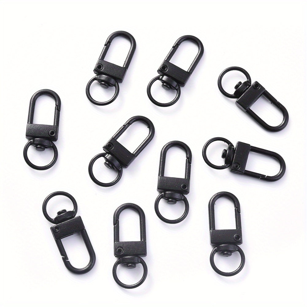 50-Piece Black Metal Swivel Lobster Clasp Set