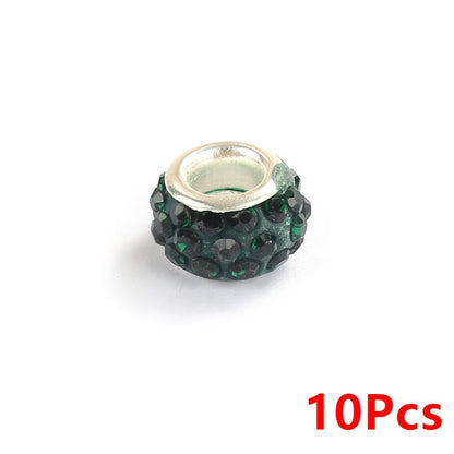 10-Piece Random Multicolor European-Style Rhinestone Large Hole Beads