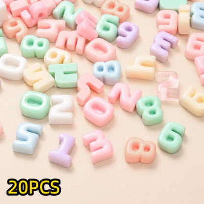 Rainbow Resin Number Flatback Beads