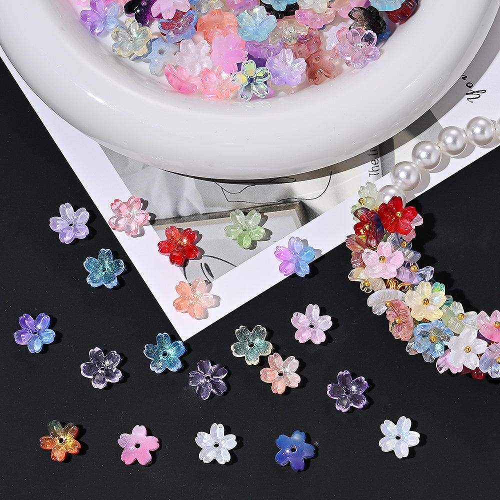 Gradient Sakura Glass Flower Beads