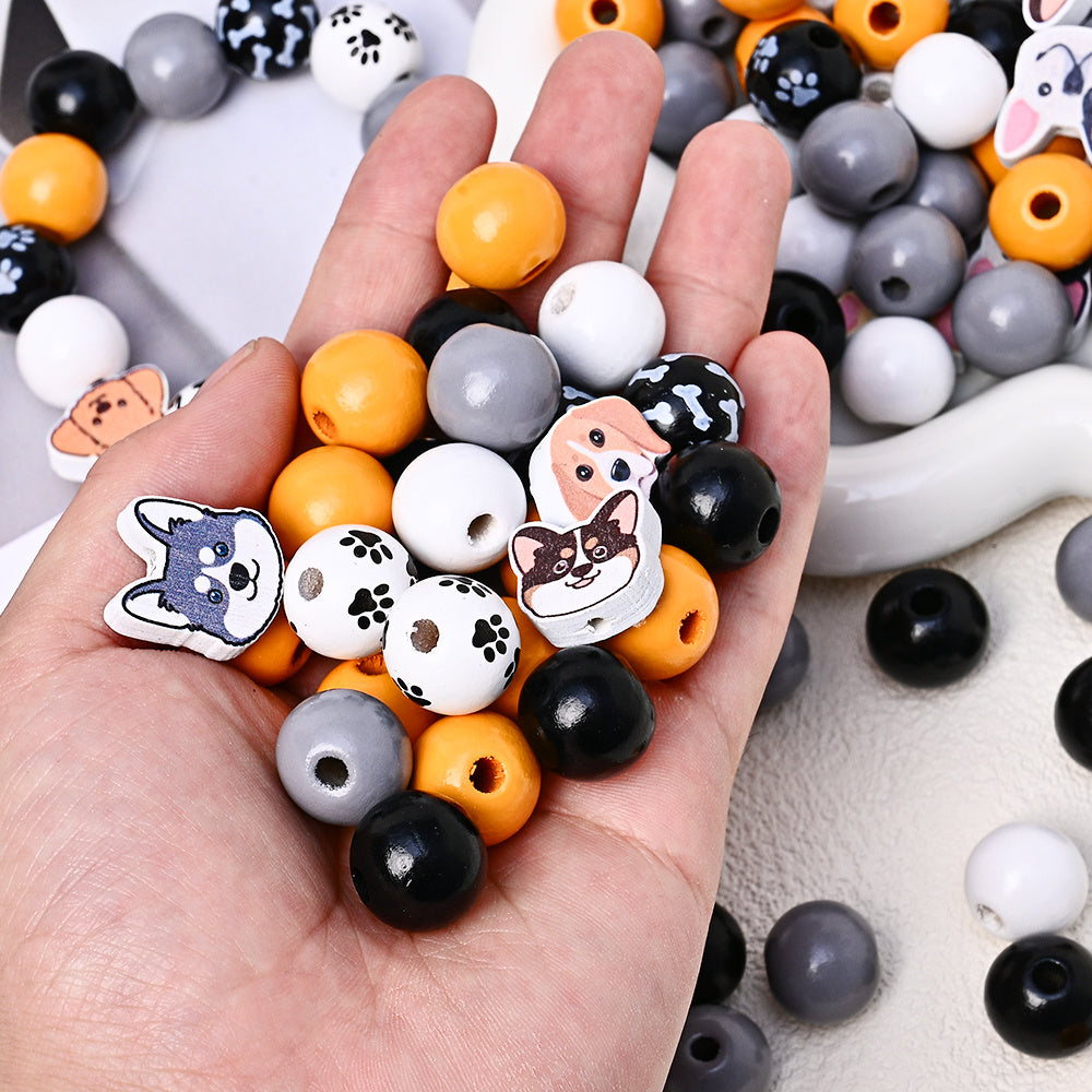 Marine-Themed Wooden Beads