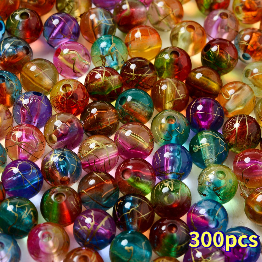 Multicolor Acrylic Beads with Gold Spacer Beads