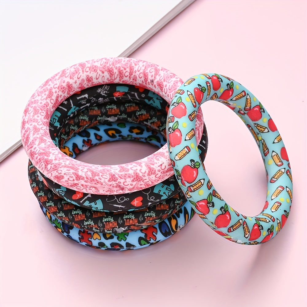 65mm Silicone Colorful Pattern O-Ring FrameBead Loops - DIY Jewelry