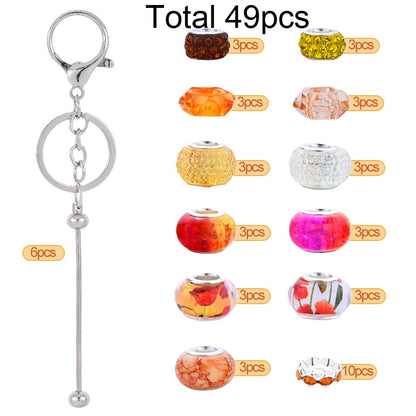 Silver Beaded Keychain Making Kit