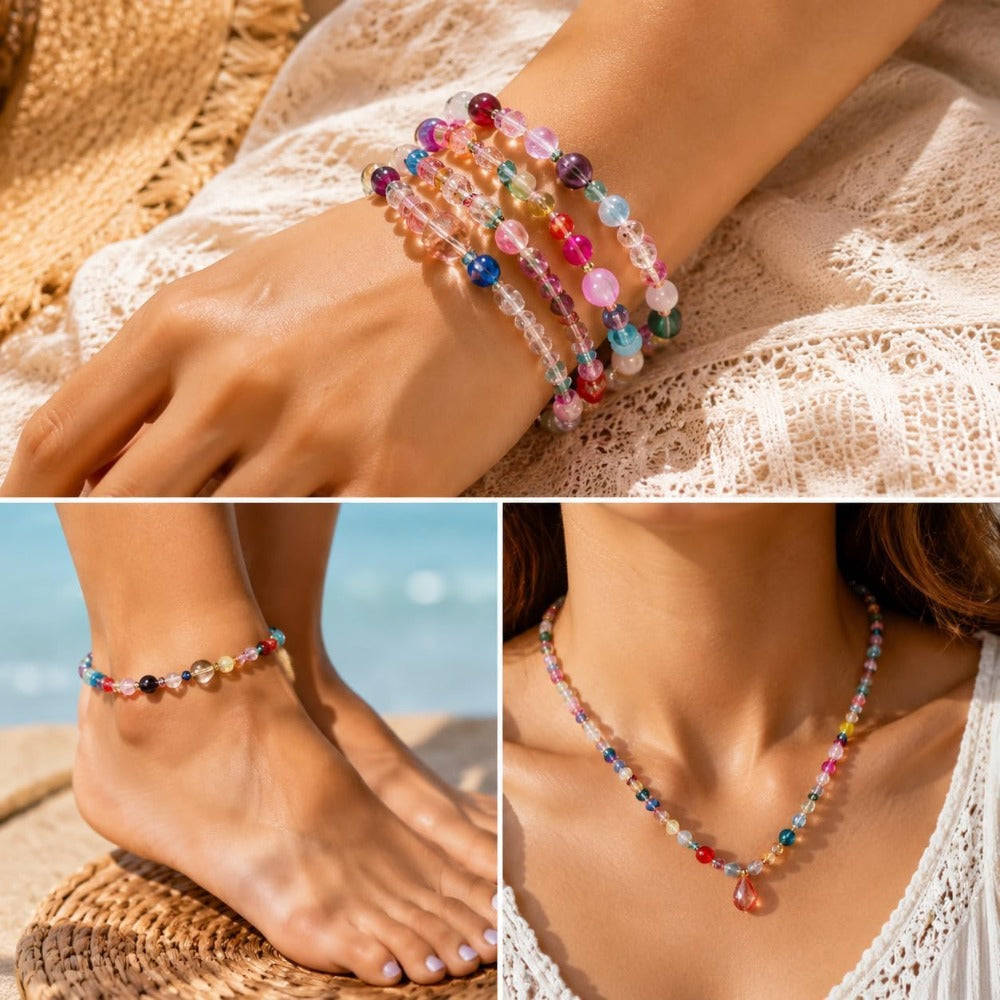800-Piece Mixed Geometric Gradient Glass Spacer Beads