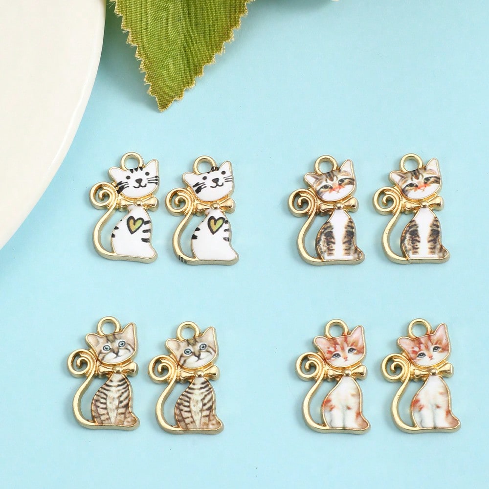 Colorful Cat Alloy Enamel Charms
