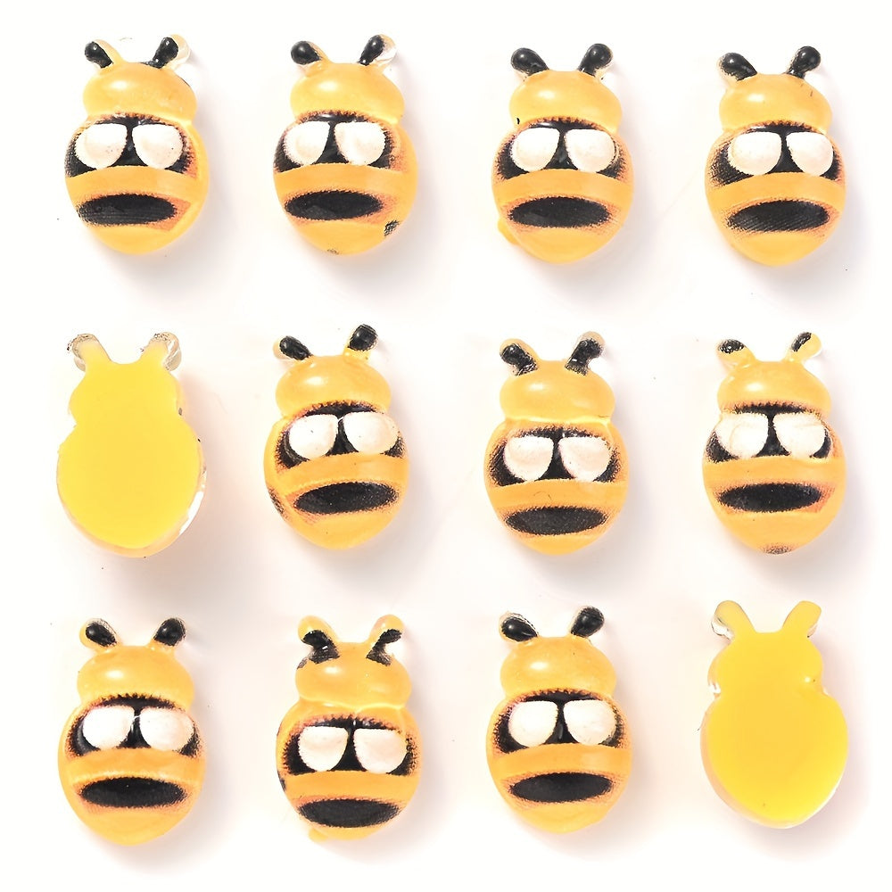 Yellow Bee Pattern Acrylic Beads