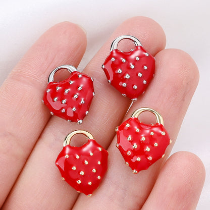 Heart Strawberry Alloy Charms