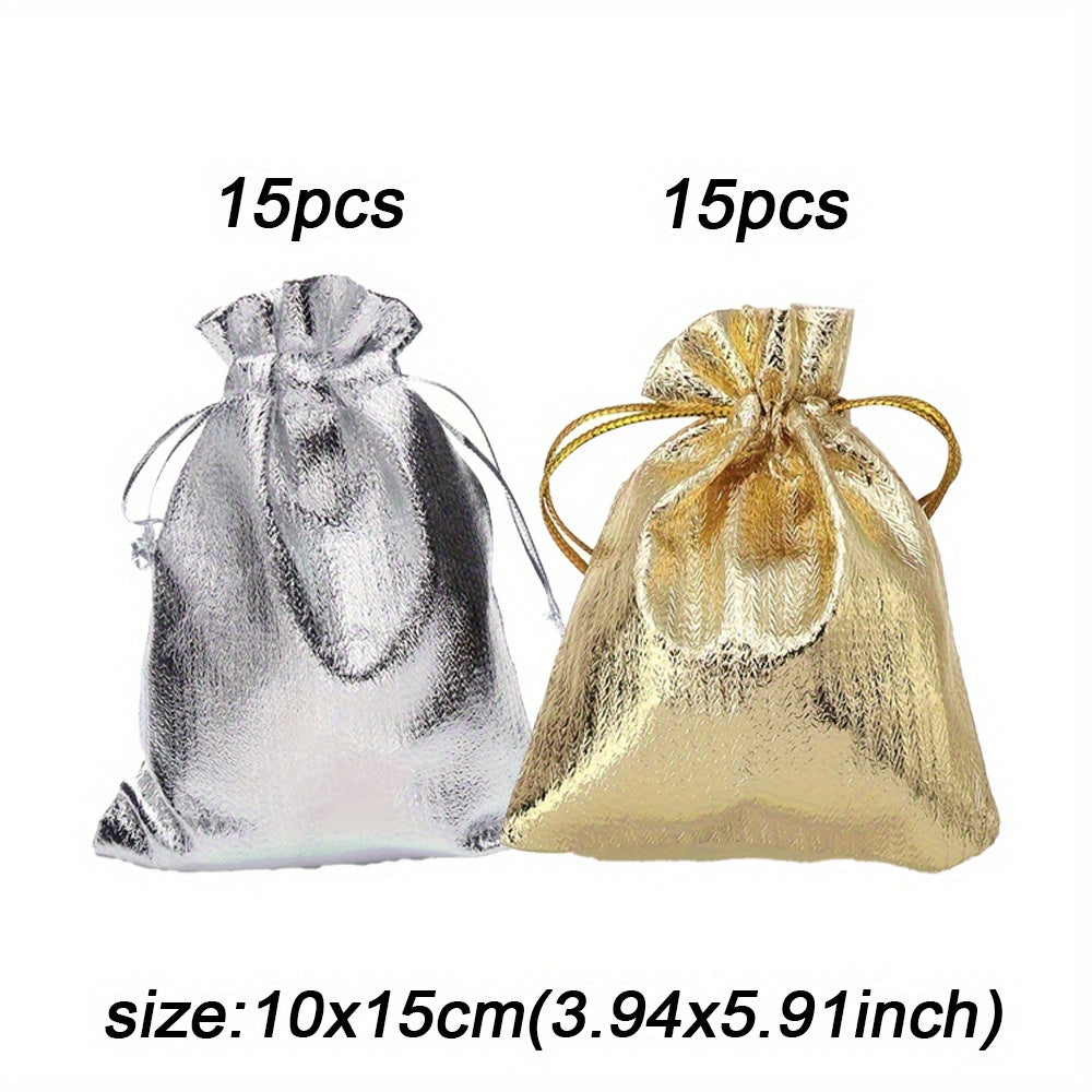 30-Piece Gold & Silver Drawstring Jewelry Gift Bags