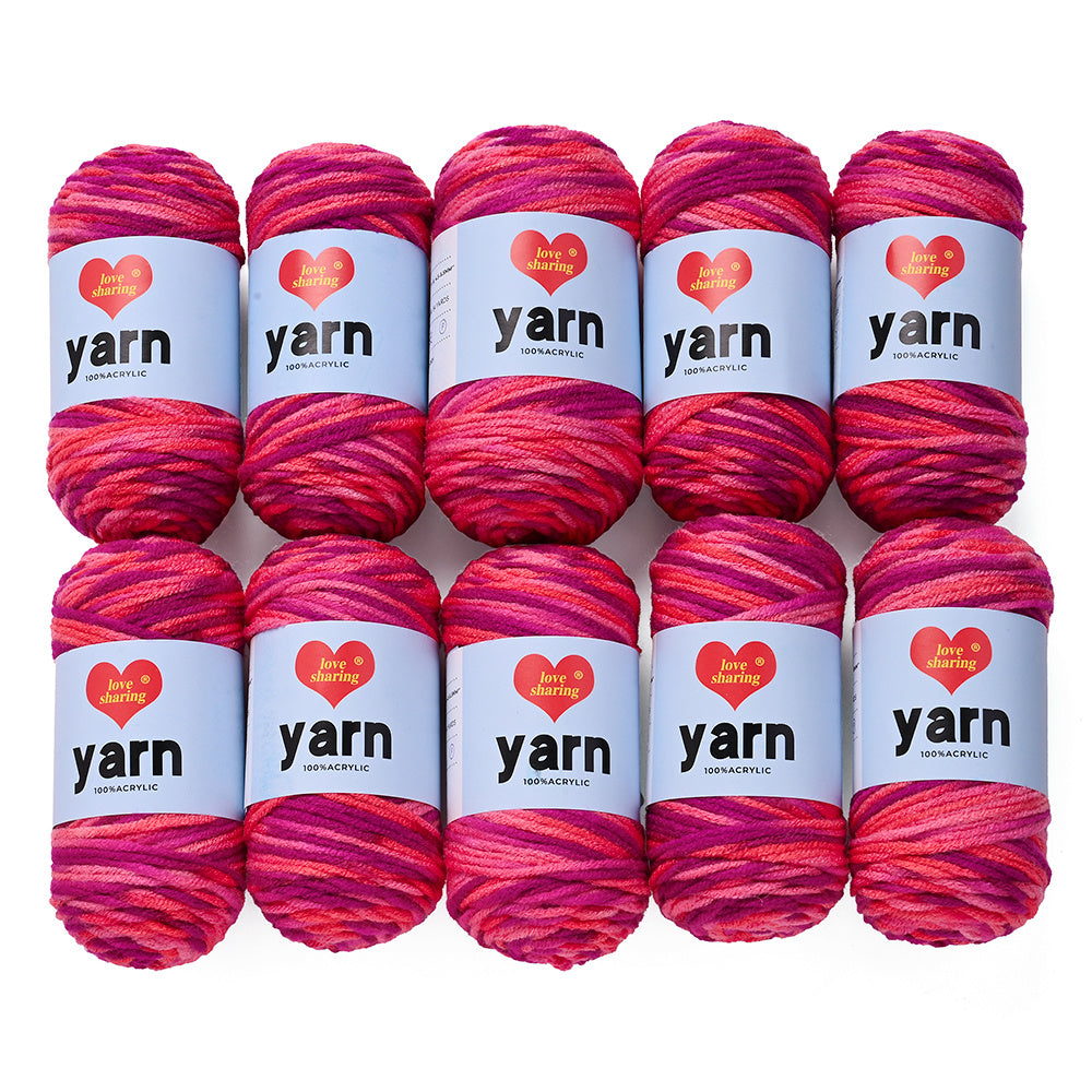10PCS 10×4cm Rainbow Gradient Polyester Knitting Yarn