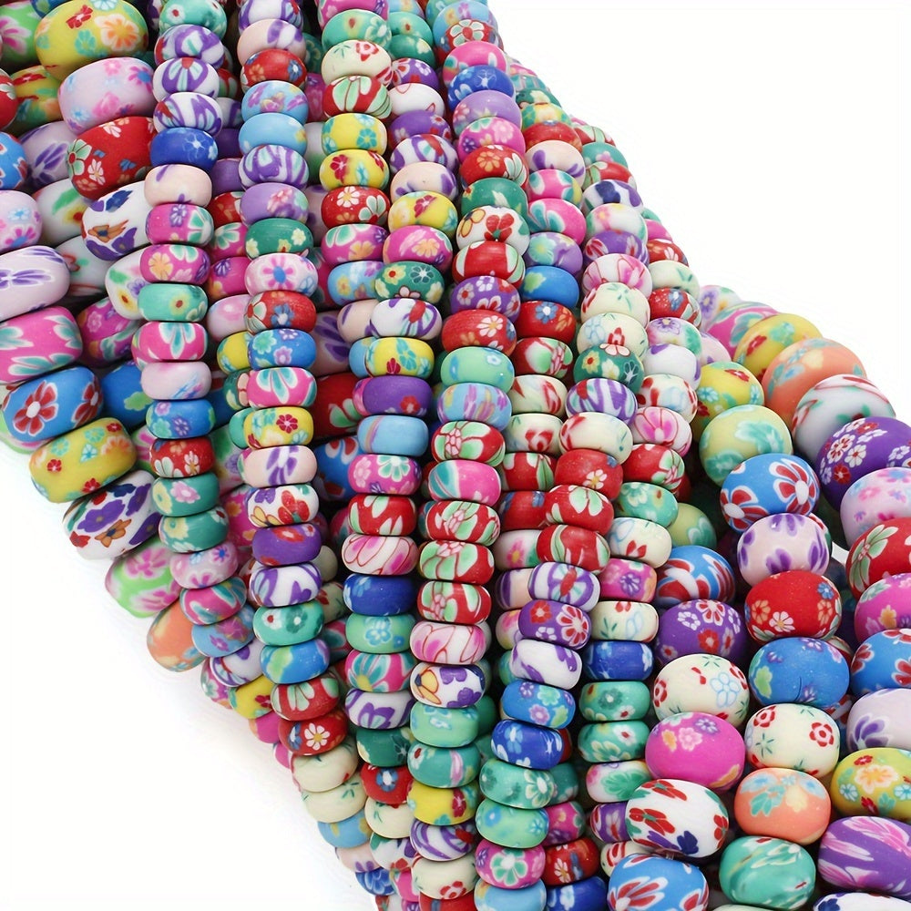 1SET 6/8/10mm Printed Wheel-Shaped Soft Clay Bead Set