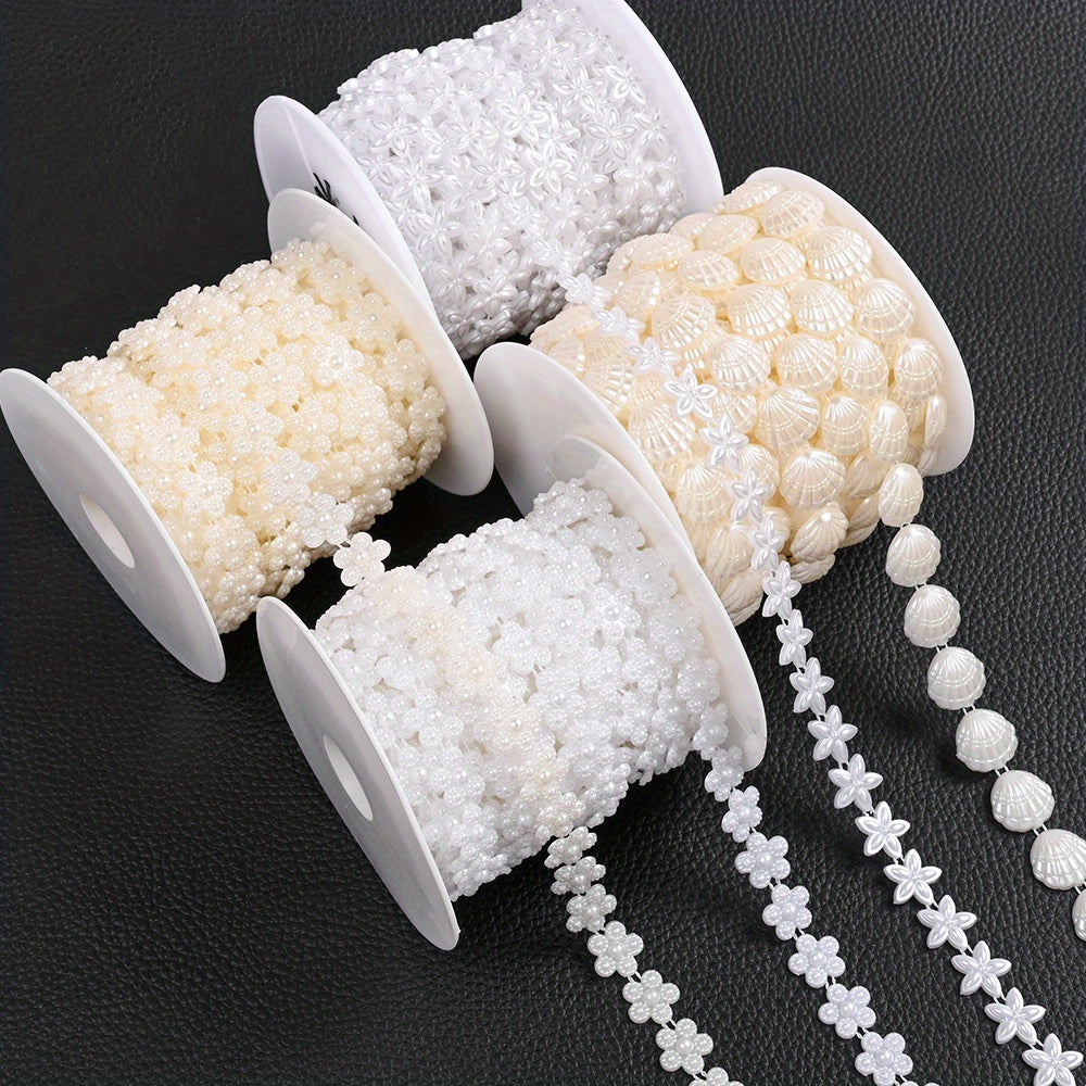 2m Imitation Pearl & Shell Rose Flower Bead Chain