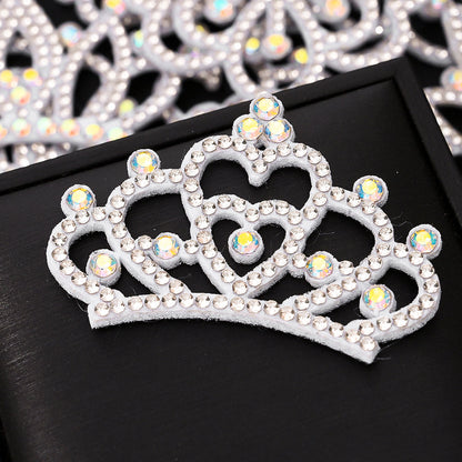15-Piece White Padded Crown Rhinestone Patches
