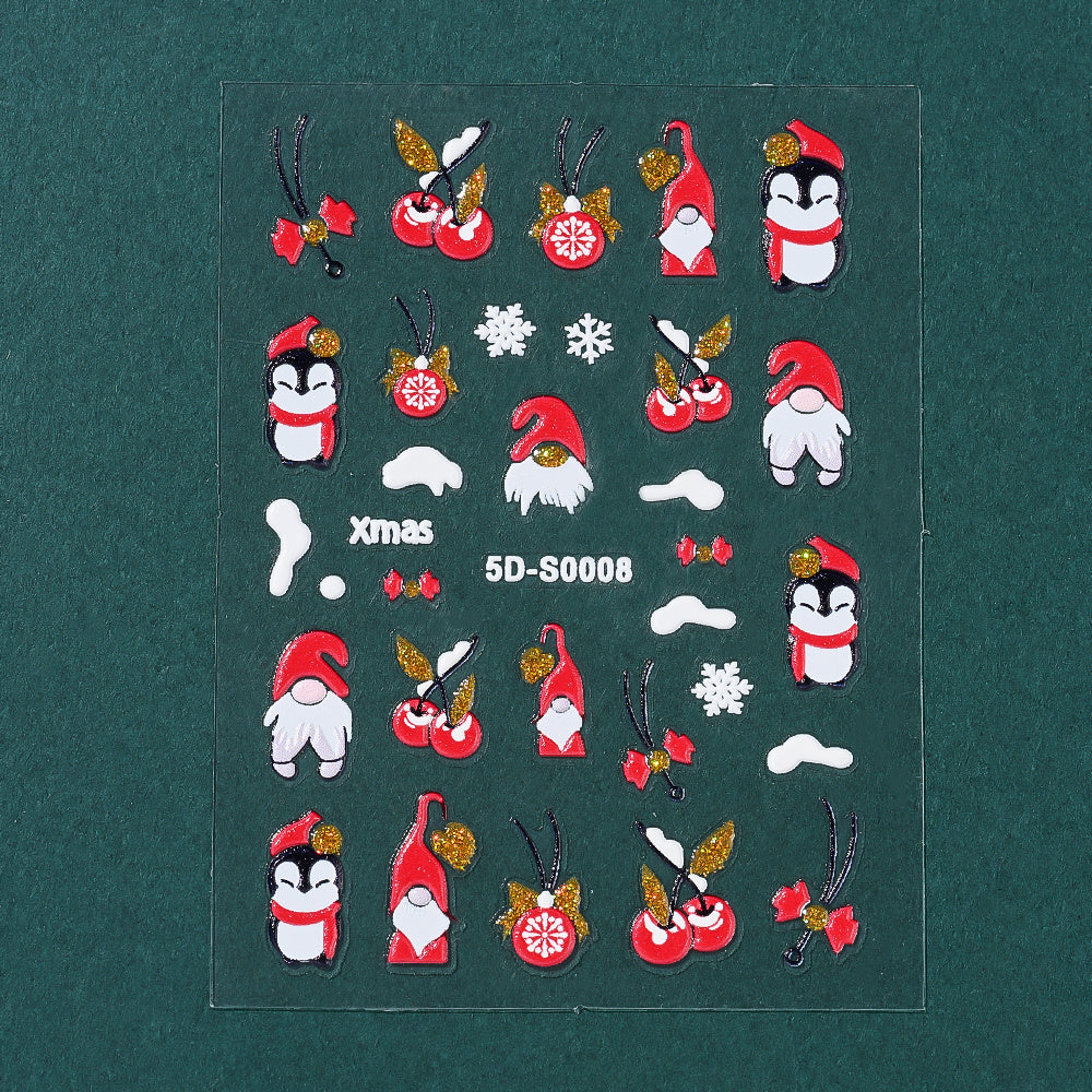 Christmas 5D Embossed Nail Art Stickers