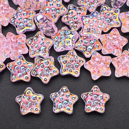 10PCS 18mm AB Shimmer Star Glass Bead Set