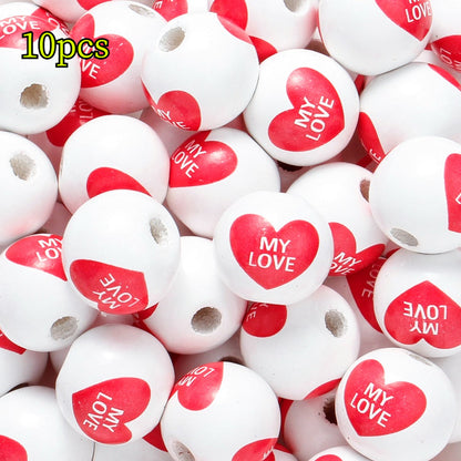 Valentine’s Day Printed Wooden Beads