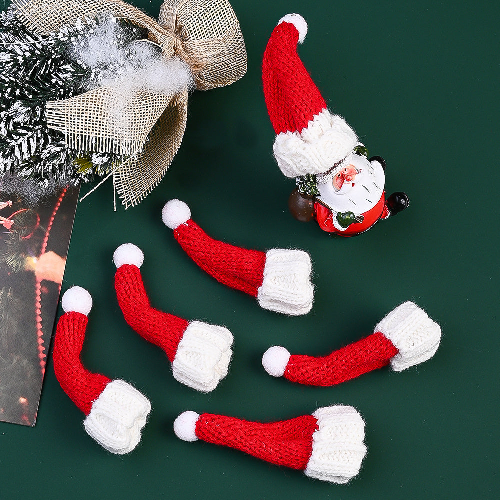 10PCS Mini Christmas Hat & Scarf Bottle Decoration Set