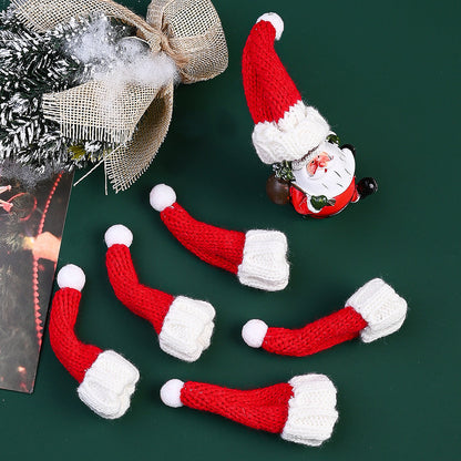 10PCS Mini Christmas Hat & Scarf Bottle Decoration Set