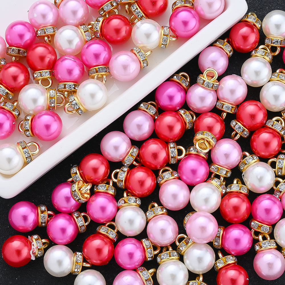 Pink Artificial Pearl Round Pendants